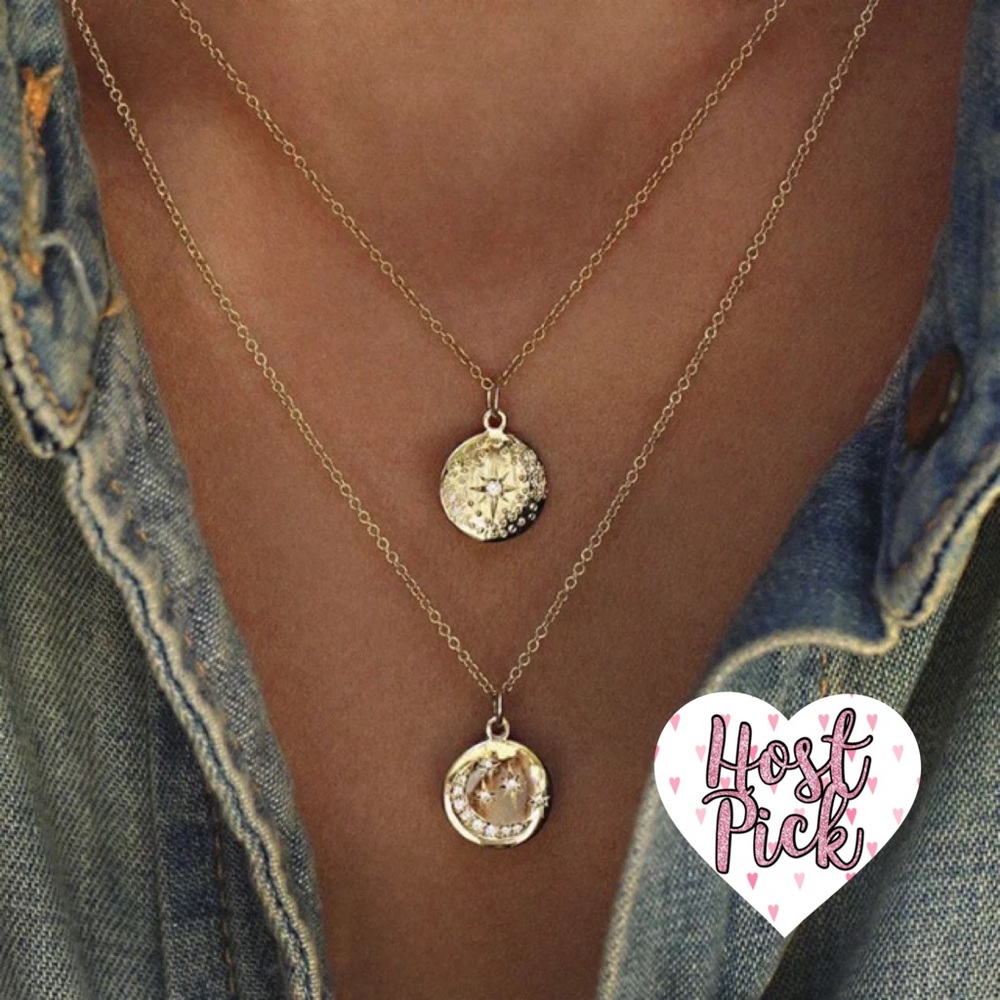 ‼️3/$30 Boho Multilayer Star Moon Gold Necklace